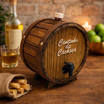 Barril de Madeira para Cachaça com Torneira Cantinho da Cachaça