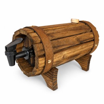 Barril de Madeira para Bebidas com Torneira Dispenser Rústico Decorativo Artesanal