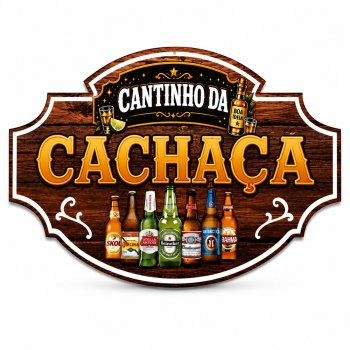 Placa Decorativa Cantinho da Cachaça MDF 65x45cm Área Gourmet Churrasqueira Bar Rústico