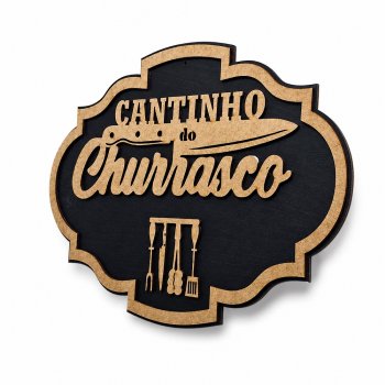 Placa Decorativa Cantinho do Churrasco em MDF para Área Gourmet e Churrasqueira