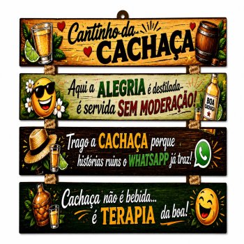Quadro Decorativo Cachaça Bar Placa Madeira Rústica Frases Divertidas Edícula