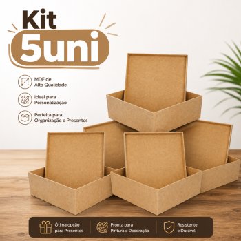 Kit Caixa MDF Cru com Tampa de sapato 12x12x5cm Presente Casamento 5uni
